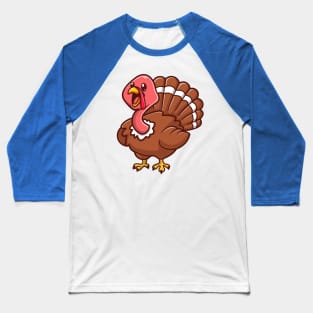 Cute Turkey Bird Chicken Cartoon Baseball T-Shirt